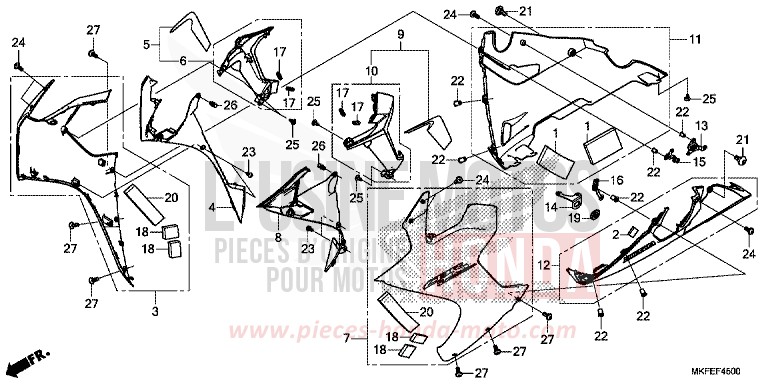 CARENAGE MILIEU von CBR1000RR "Fireblade" GRAND PRIX RED (R380) von 2019